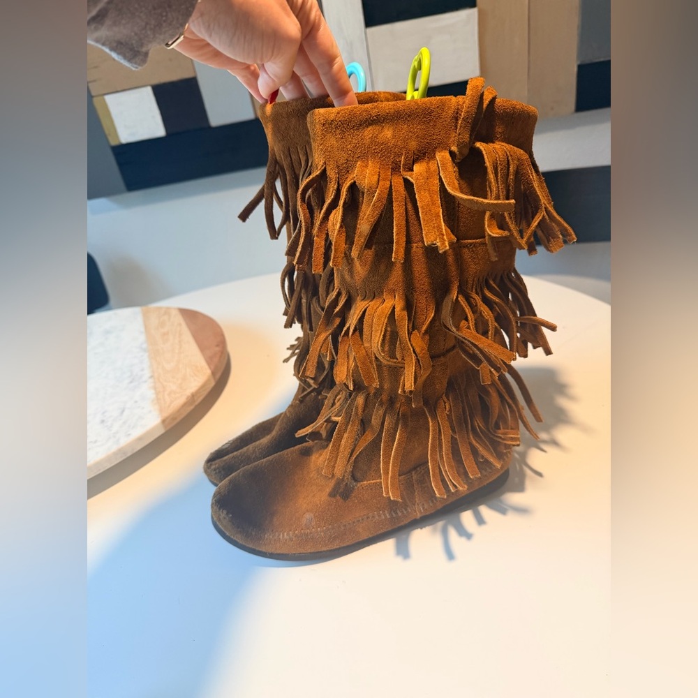 Fringe Suede knee high moccasin Boots